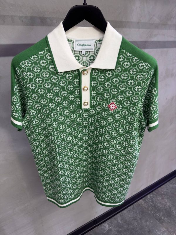 Green casablanca jacquard polo cotton tee - Image 2