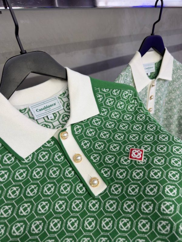 Green casablanca jacquard polo cotton tee - Image 4