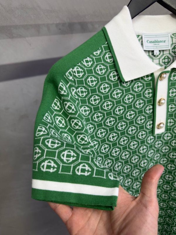 Green casablanca jacquard polo cotton tee - Image 5