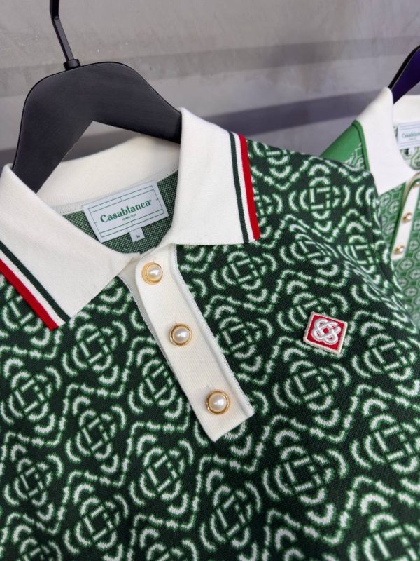 Green casablanca diamond logo jacquard polo tee - Image 5