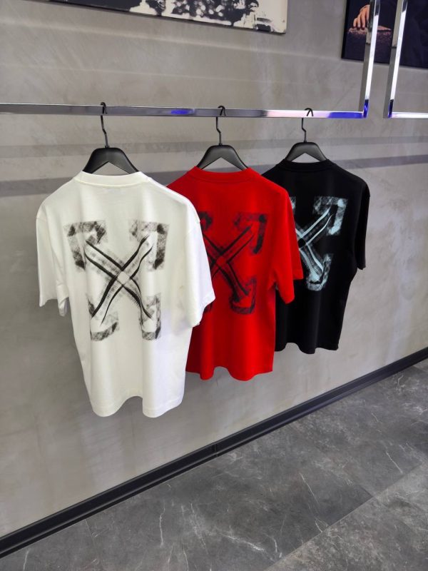 Red off-white vibe arrow skate cotton tee - Image 4