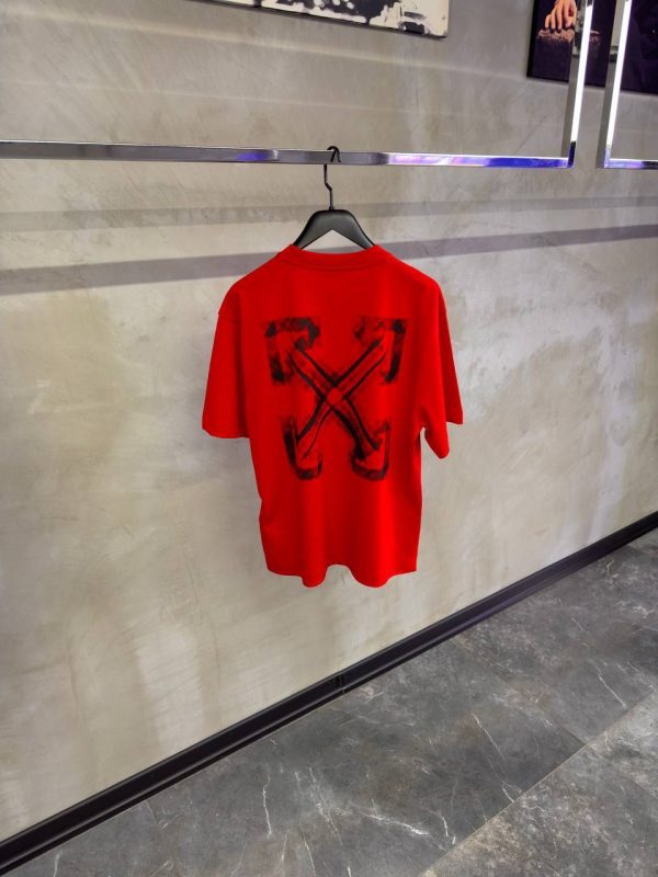 Red off-white vibe arrow skate cotton tee