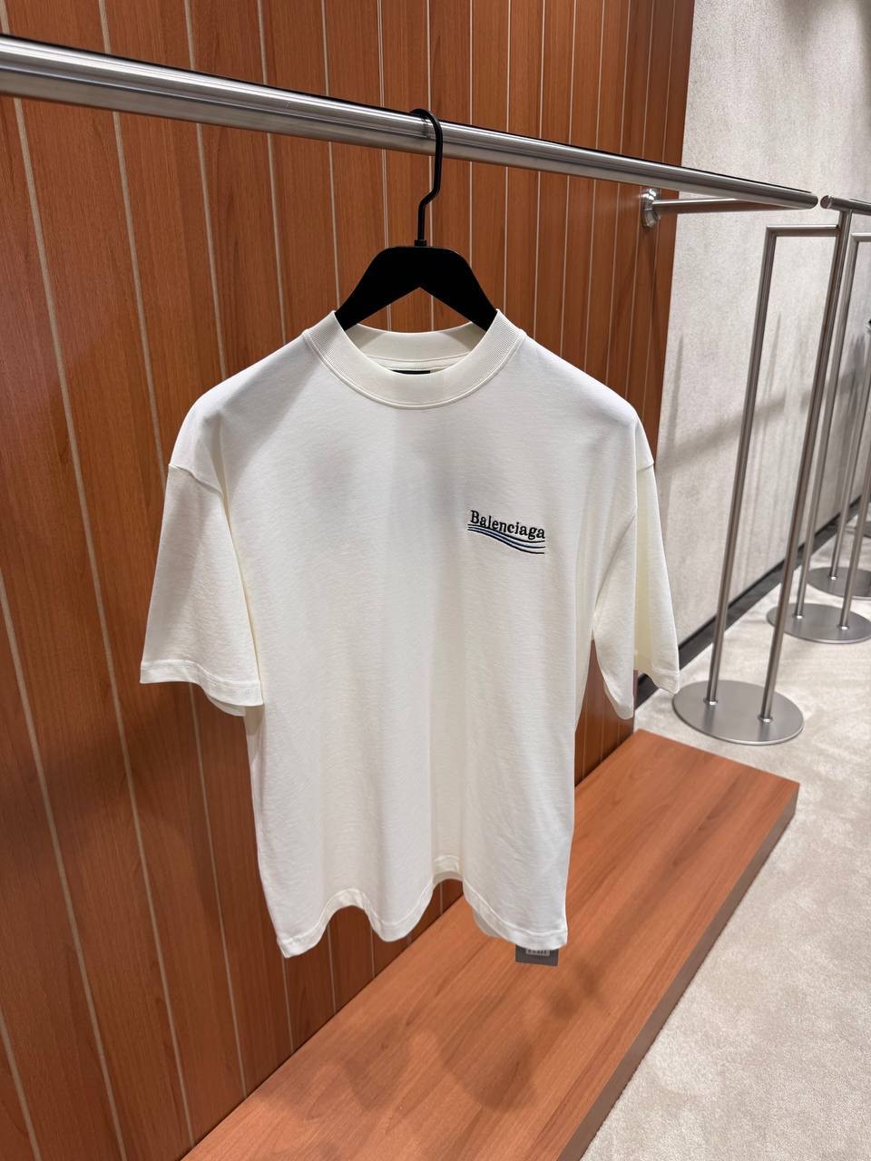 Cream washed balenciaga political campaign cotton tee