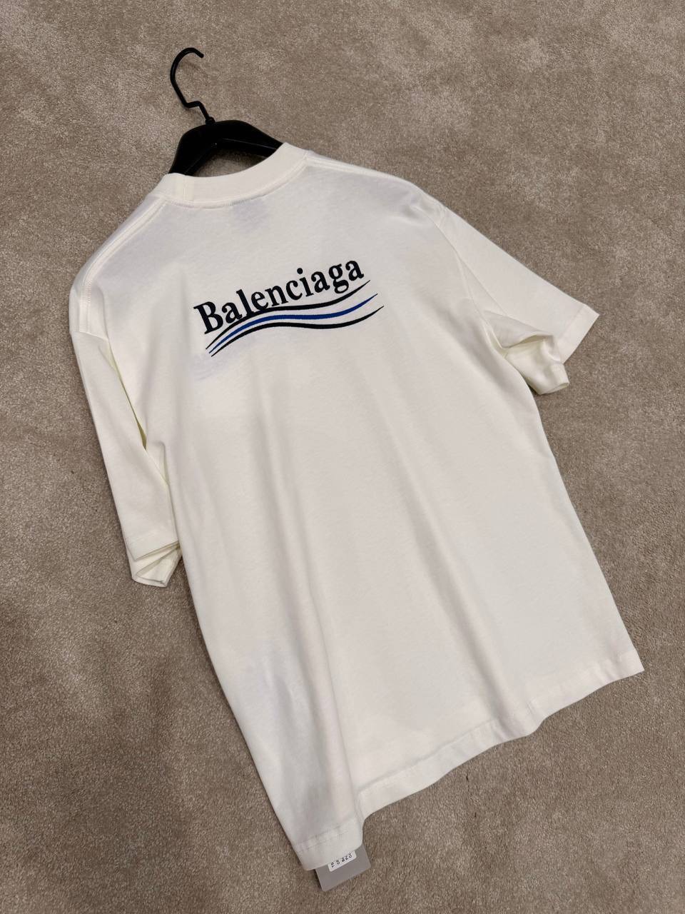 Cream washed balenciaga political campaign cotton tee - Image 3