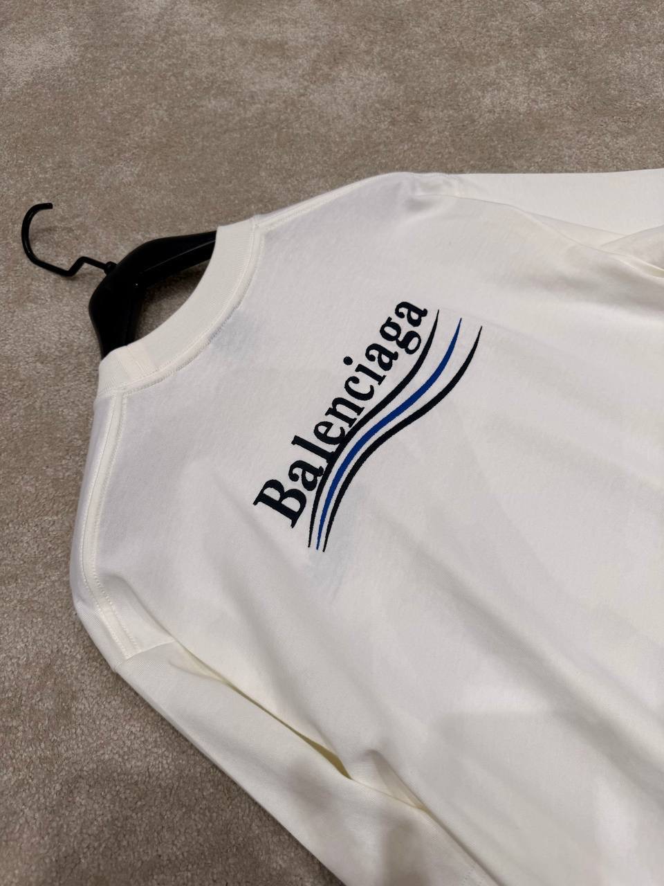 Cream washed balenciaga political campaign cotton tee - Image 2