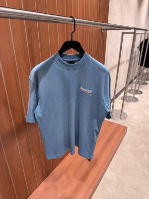 Blue washed balenciaga political campaign cotton tee