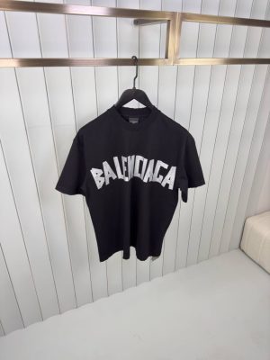 Black balenciaga new tape type cotton tee
