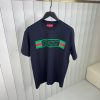 Navy gucci web banner logo cotton tee