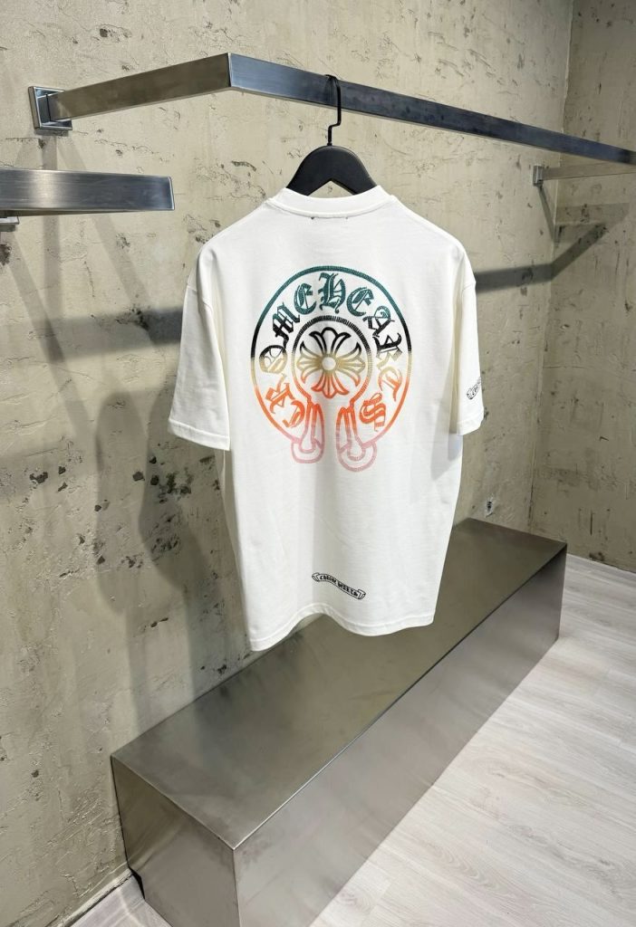 White chrome hearts rainbow cotton tee