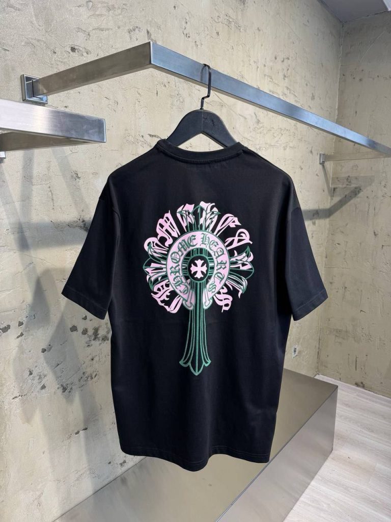 Black chrome hearts logo cotton tee