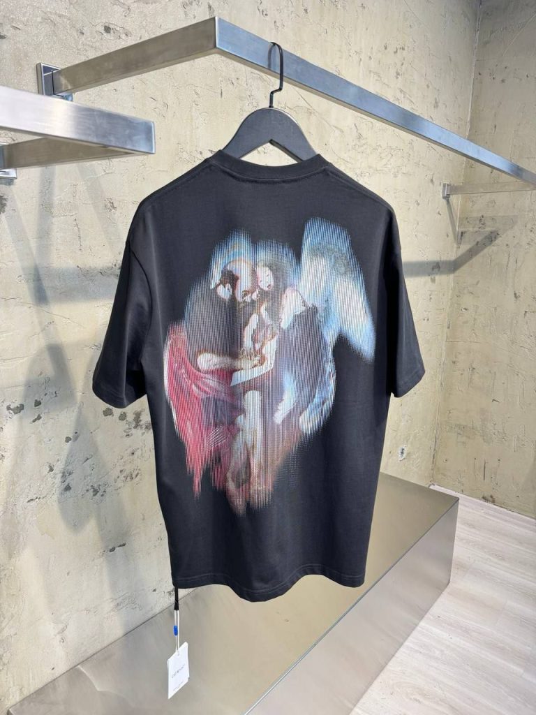 Black off-white with san matthew print cotton tee