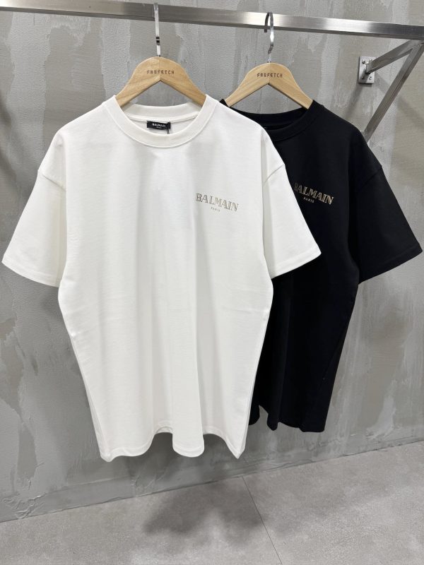 White balmain logo print cotton tee - Image 2