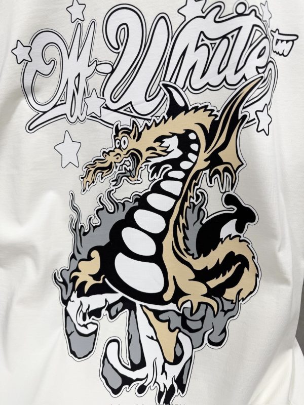 White off-white dragon skate cotton tee - Image 4