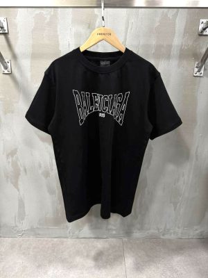 Black balenciaga paris cotton tee