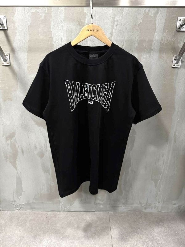 Black balenciaga paris cotton tee