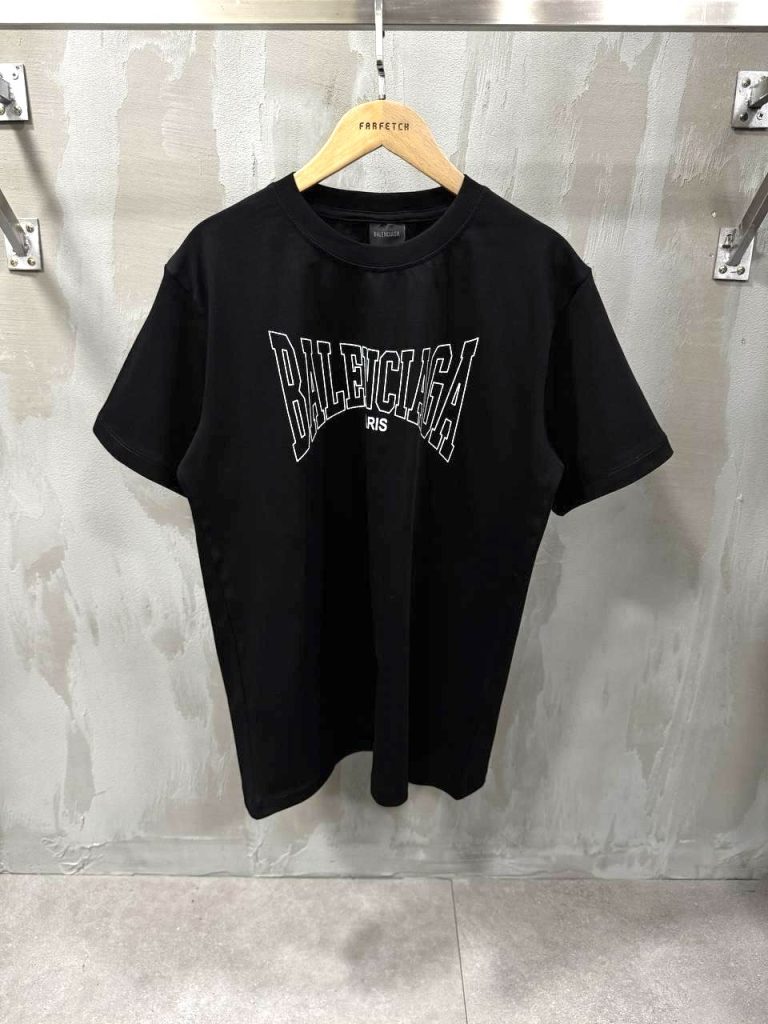 Black balenciaga paris cotton tee