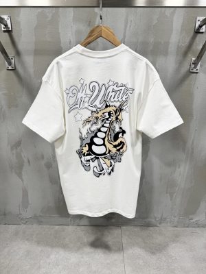 White off-white dragon skate cotton tee