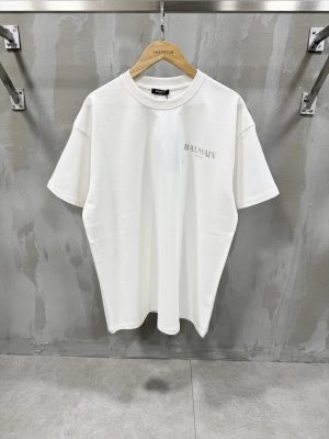 White balmain logo print cotton tee