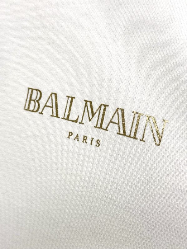 White balmain logo print cotton tee - Image 3
