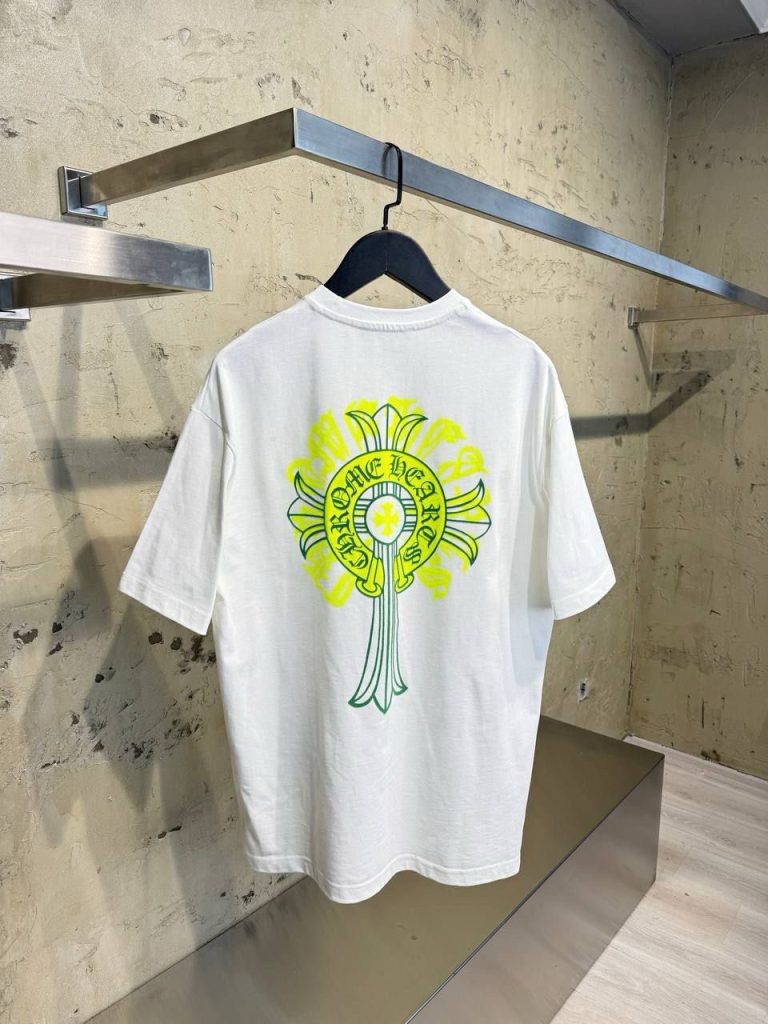 White chrome hearts logo cotton tee