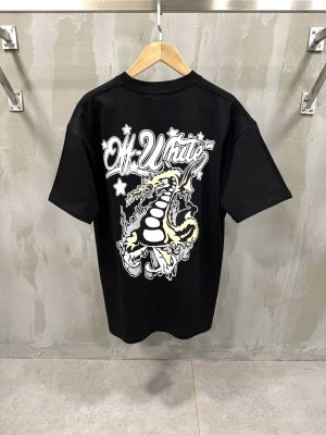 Black off-white dragon skate cotton tee