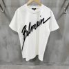 White balmain flocked balmain letter cotton tee