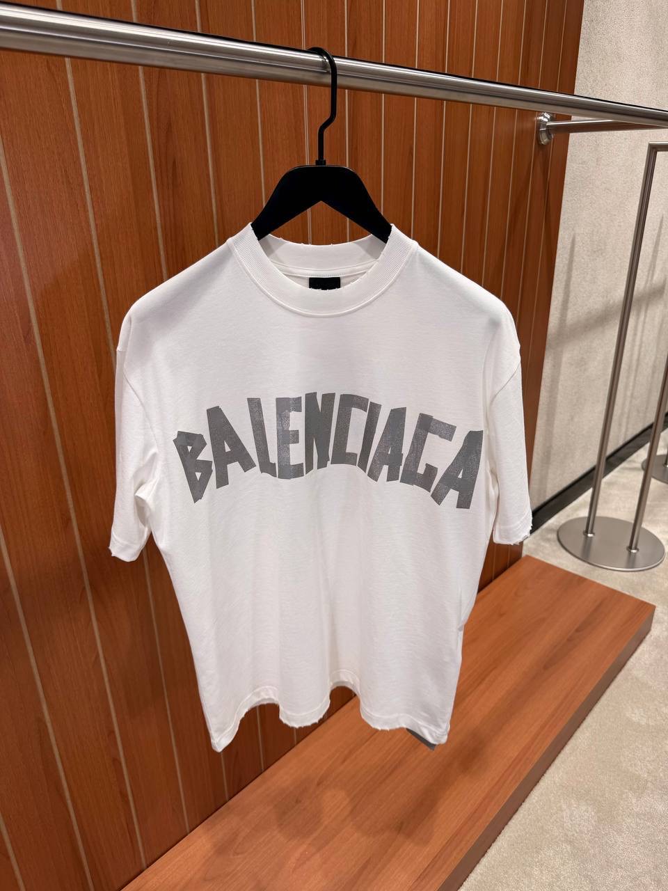 White balenciaga new tape type cotton tee