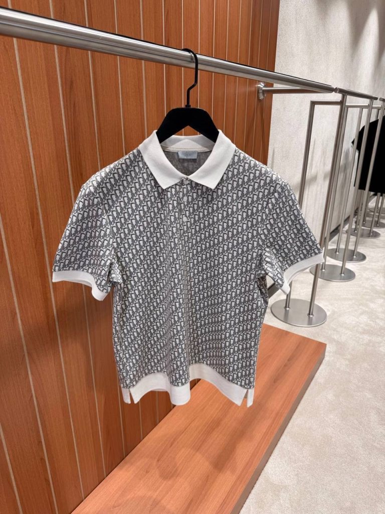 Beige dior oblique cotton polo shirt