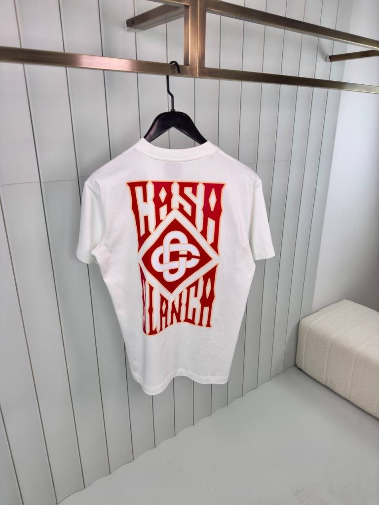 White casablanca gothic stacked logo cotton tee