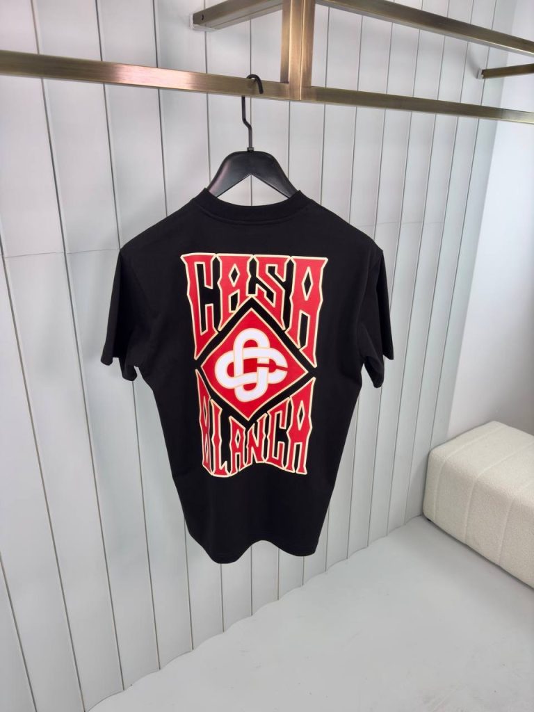 Black casablanca gothic stacked logo cotton tee