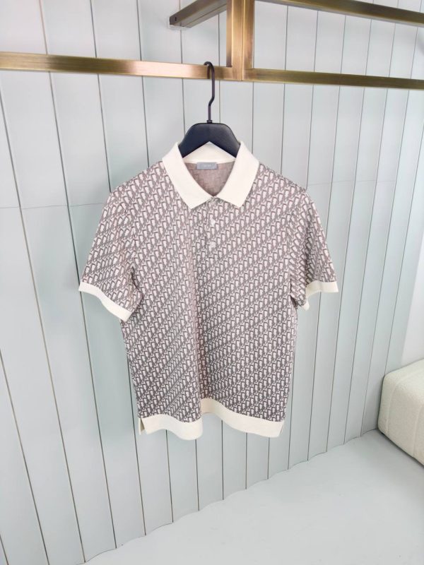 Beige dior oblique cotton polo shirt