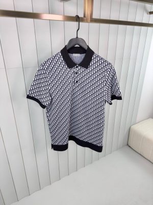 Black dior oblique cotton polo shirt
