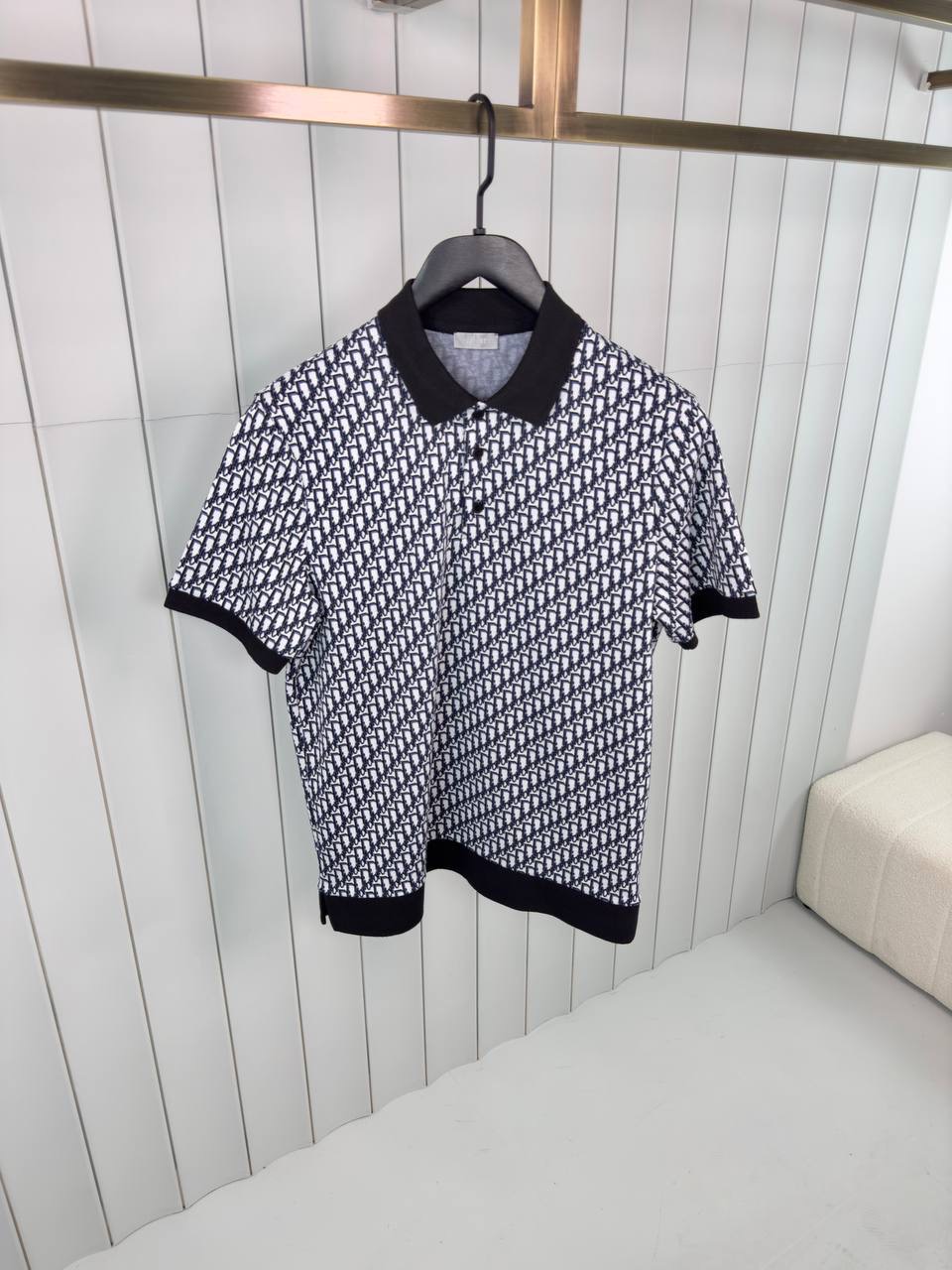 Black dior oblique cotton polo shirt