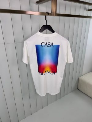 White casablanca gradient logo cotton tee