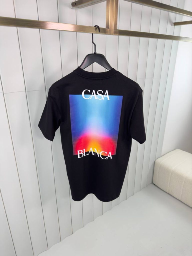 Black casablanca gradient logo cotton tee