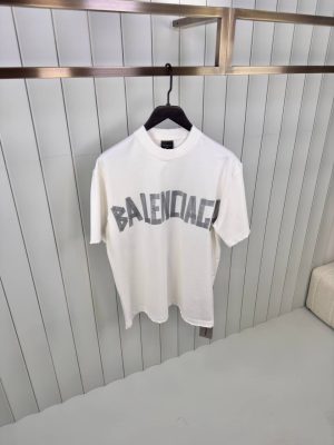 White balenciaga new tape type cotton tee