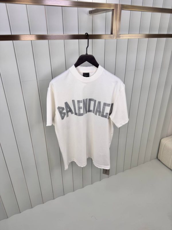 White balenciaga new tape type cotton tee