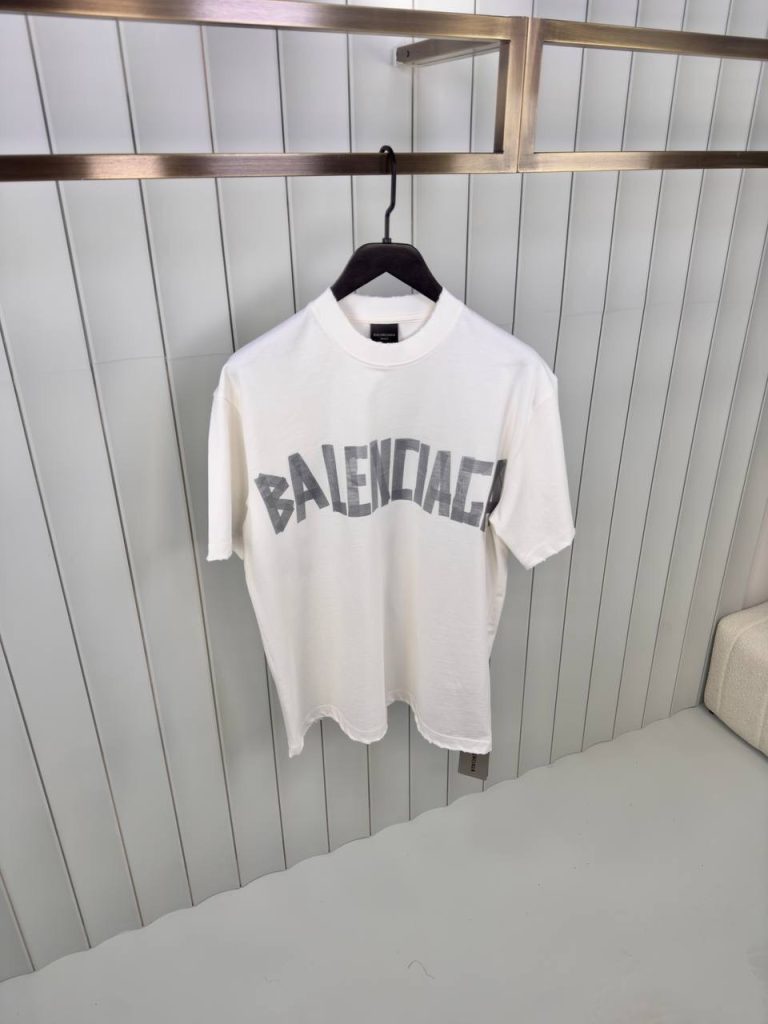 White balenciaga new tape type cotton tee