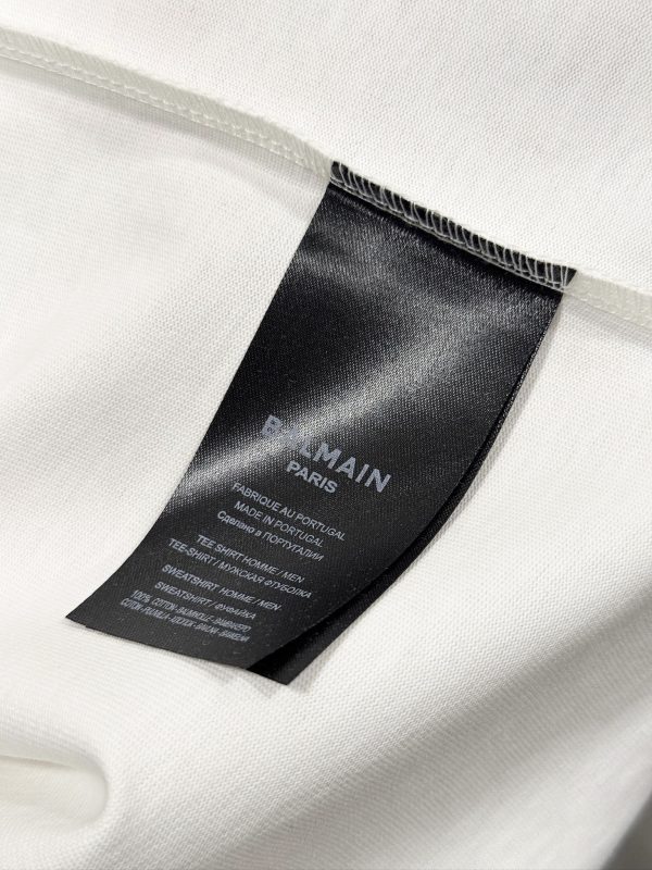 White balmain logo print cotton tee - Image 4