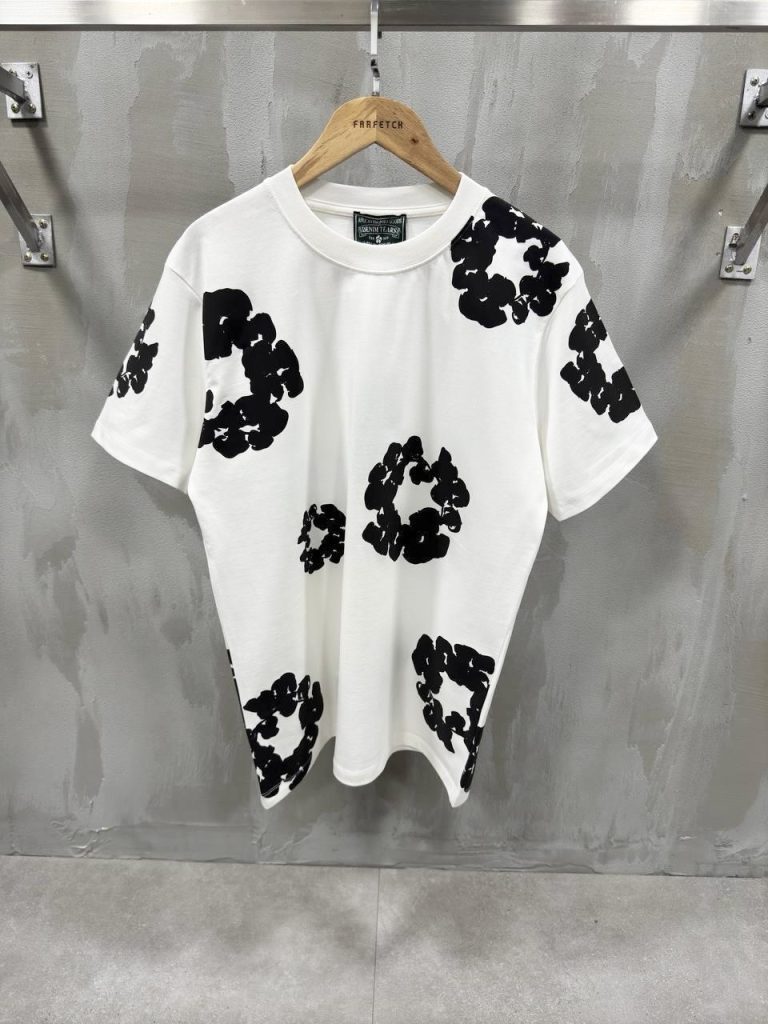White denim tears logo cotton tee