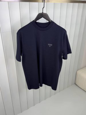 Navy prada logo cotton relaxed tee