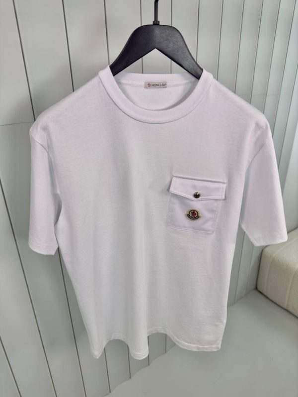 White moncler tweed pocket detail cotton tee - Image 2