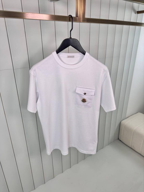 White moncler tweed pocket detail cotton tee