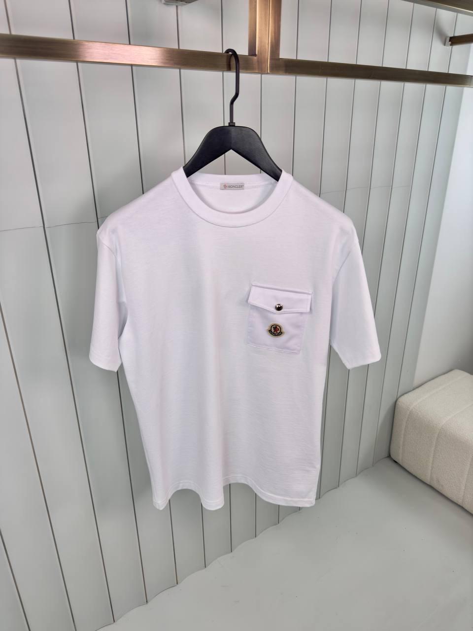 White moncler tweed pocket detail cotton tee