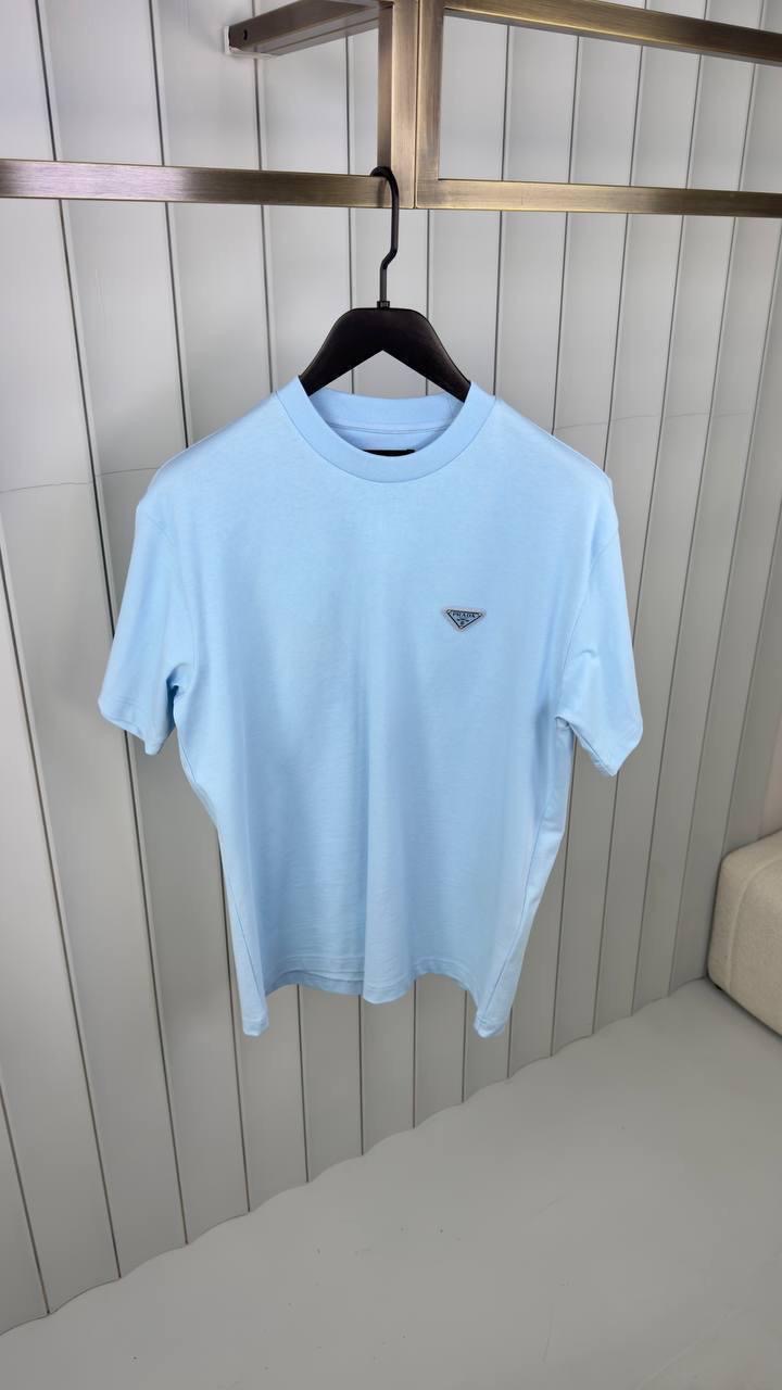 Blue prada logo cotton relaxed tee