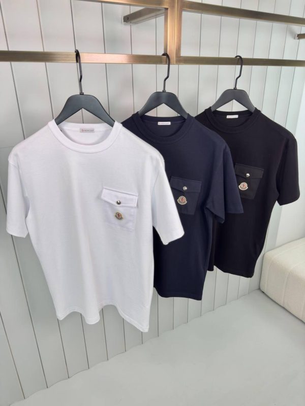 White moncler tweed pocket detail cotton tee - Image 4