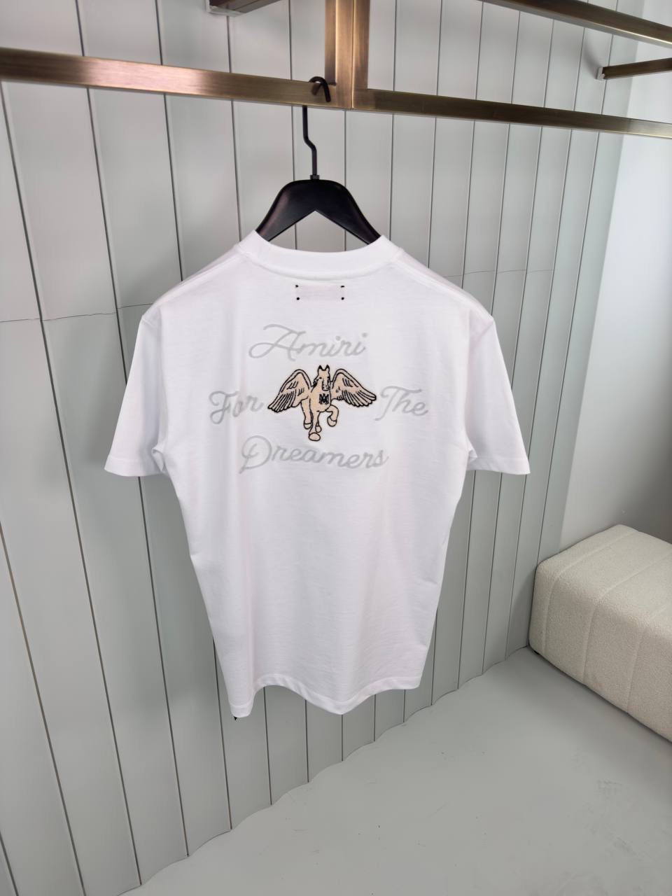 White amiri embroidered dreamers coton tee