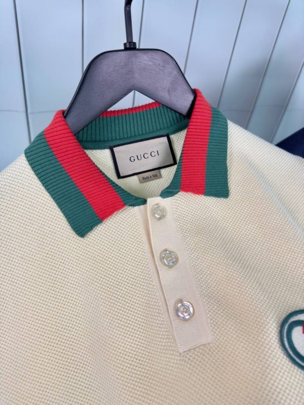 Yellow gucci knit cotton with web polo tee - Image 4
