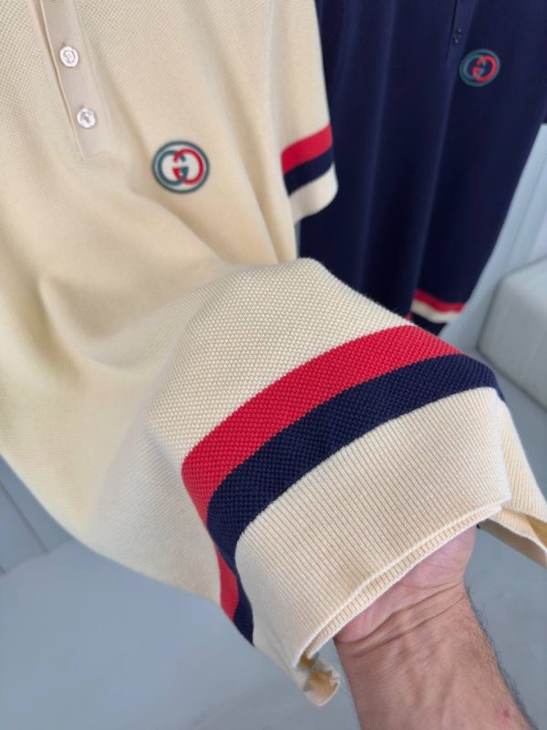 Yellow gucci knit cotton with web polo tee - Image 5