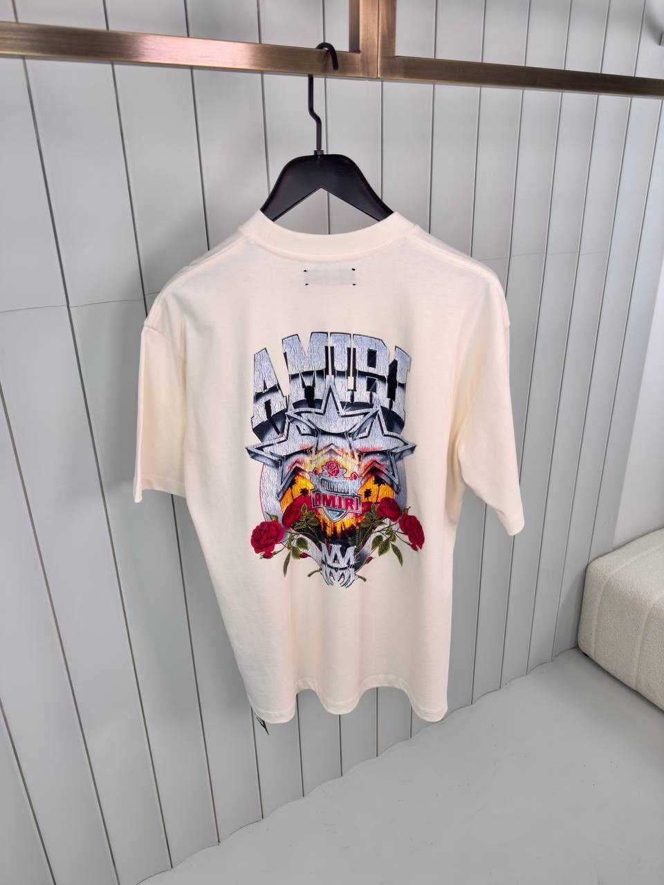 Beige amiri championship os cotton tee
